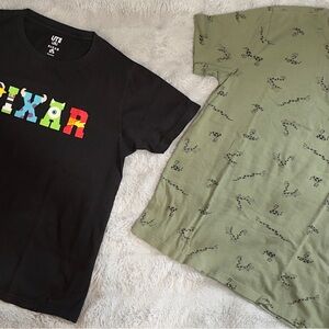 Uniqlo Kids Pixar Black T-Shirt Size 150 & Old Navy Green T-Shirt Size XL (14-16